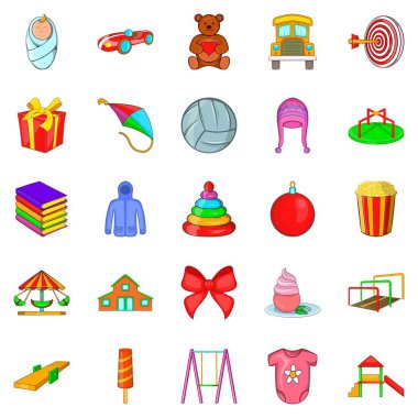Çocuksuluk Icons set, karikatür tarzı