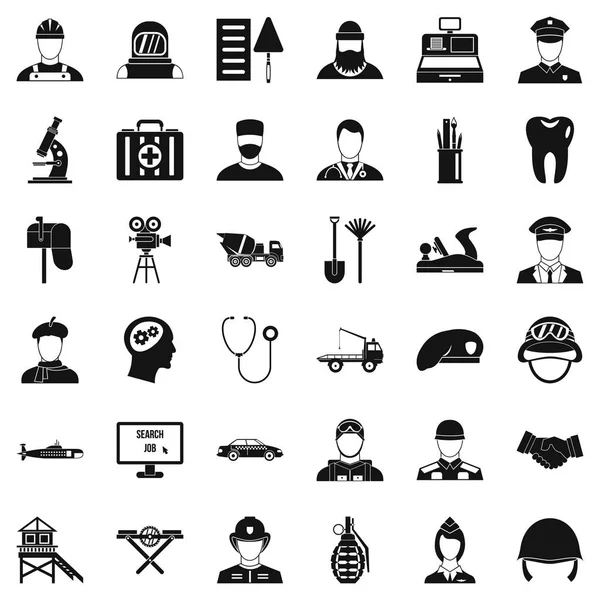 Working icons set, simple style — Stock Vector