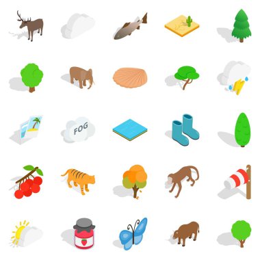 Hayvanlar alemi Icons set, izometrik stili
