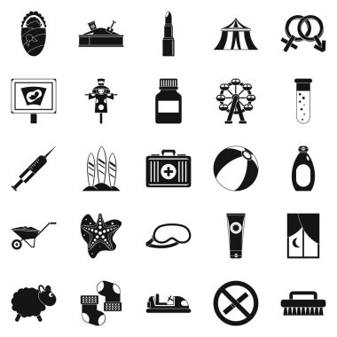 Çocuk sağlığı Icons set, basit tarzı