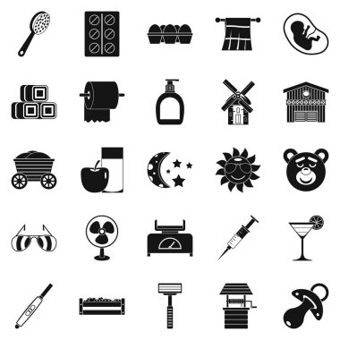 Büyükanne Icons set, basit tarzı dinlenme