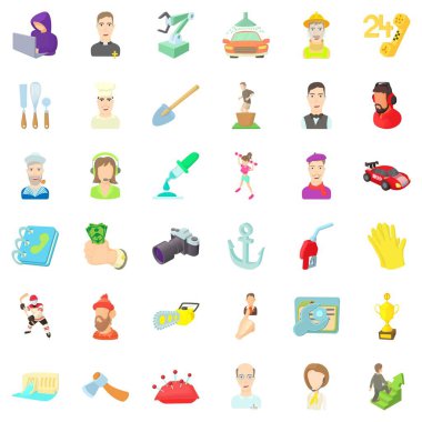 İşçi Icons set, karikatür tarzı