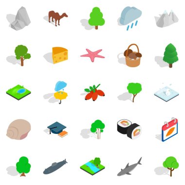 Hayvan seyyare Icons set, izometrik stili