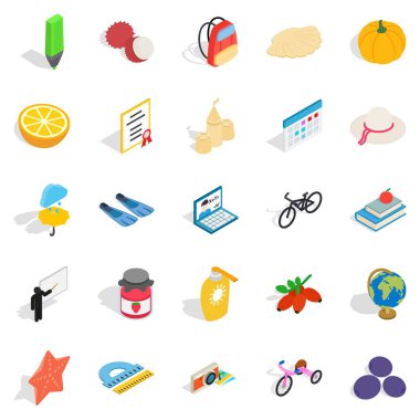 Cocuk yas Icons set, izometrik stili