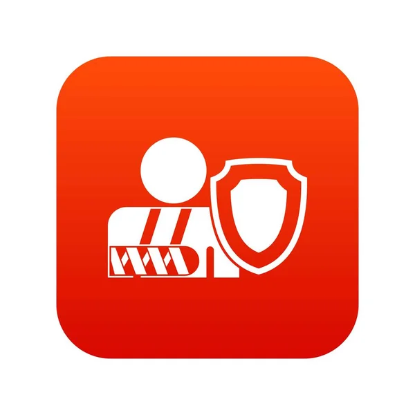 Oken brazo y escudo de seguridad icono rojo digital — Archivo Imágenes Vectoriales