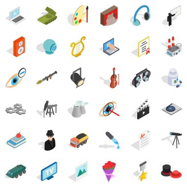 İstihdam Icons set, izometrik stili