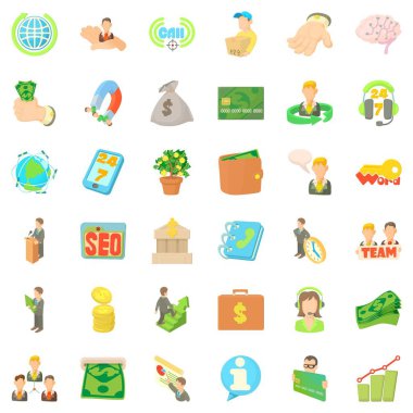 İş sözleşmesi Icons set, karikatür tarzı