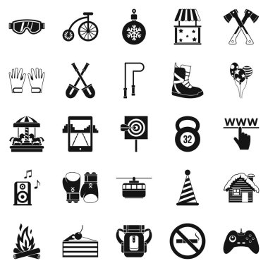 Çocuk Icons set, basit tarzı için spor