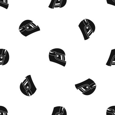 Yarış kask modeli tekrarlamak sorunsuz herhangi bir tasarım için siyah renkte. Vektör geometrik çizim