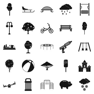 Büyük park Icons set, basit tarzı