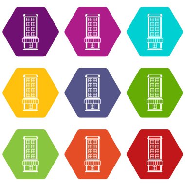 Renk altı yüzlü Dükkanı Icon set