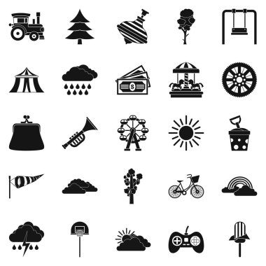 Çocuk eğlence parkı Icons set, basit tarzı