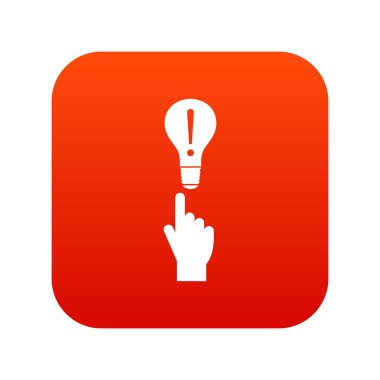 Bir parmak işaretçi ve ampul simgesi dijital kırmızı