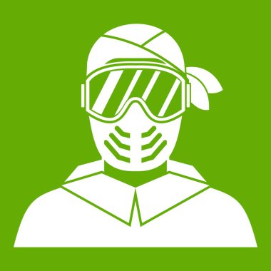 Paintball oyuncu koruyucu maske simgesi yeşil giymiş
