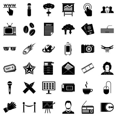 Gazeteci Icons set, basit tarzı