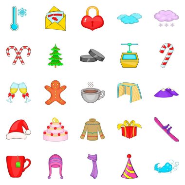 Christmas Icons set, karikatür tarzı