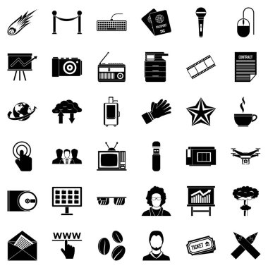 Basın Icons set, basit tarzı