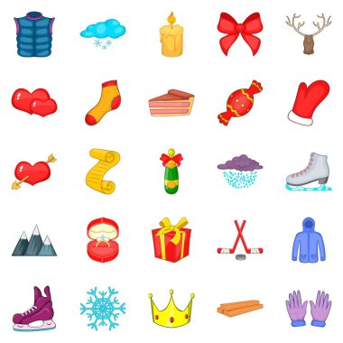 Xmas Icons set, karikatür tarzı