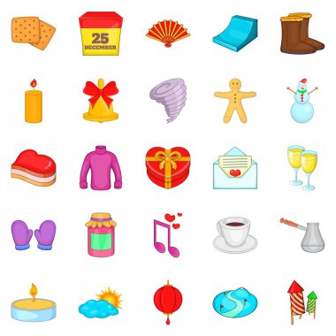 Noel arifesi simgeler ayarla, tarzı çizgi film