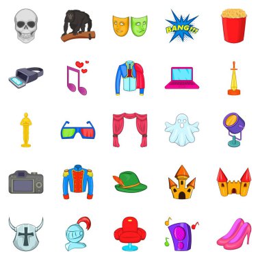 Sinematografi Icons set, karikatür tarzı