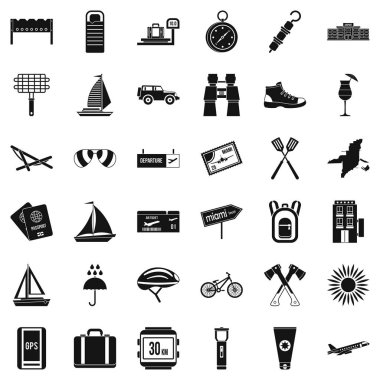Bilet Icons set, basit tarzı