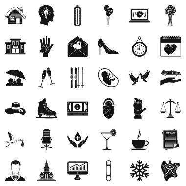 Mutluluk Icons set, basit tarzı