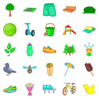Şehir Parkı Icons set, karikatür tarzı