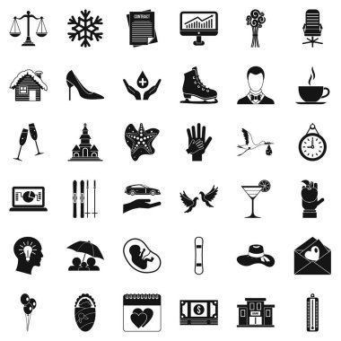 Tatil Icons set, basit tarzı