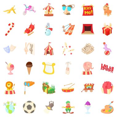 Mutlu Icons set, karikatür tarzı
