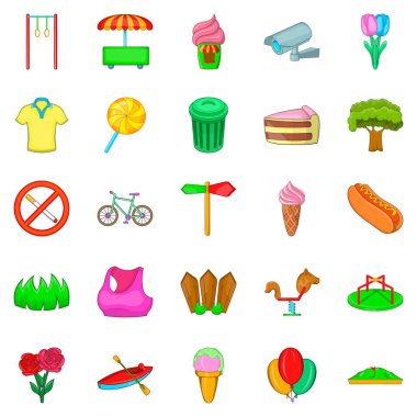 Güzel park Icons set, karikatür tarzı