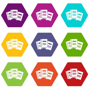 Yer imleri simgesi olan üç kitap renk altı yüzlü ayarla