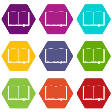 Yer imi simgesi ile açık kitap renk altı yüzlü ayarla