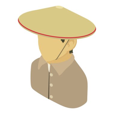 Çiftçi adam Asya simgesi, izometrik 3d stili