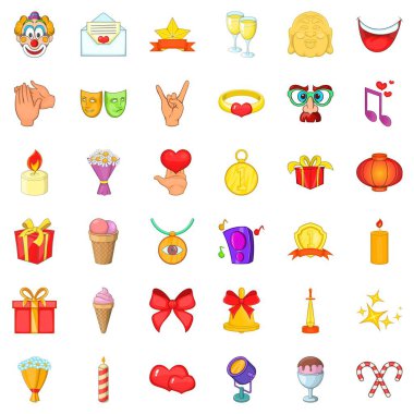 Icons set kutluyor, karikatür tarzı