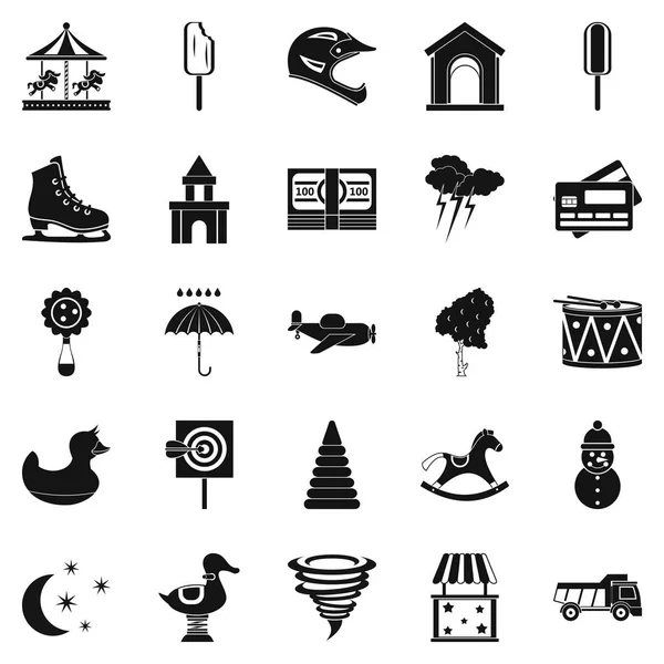 Ensemble d'icônes de parc pour enfants, style simple — Image vectorielle