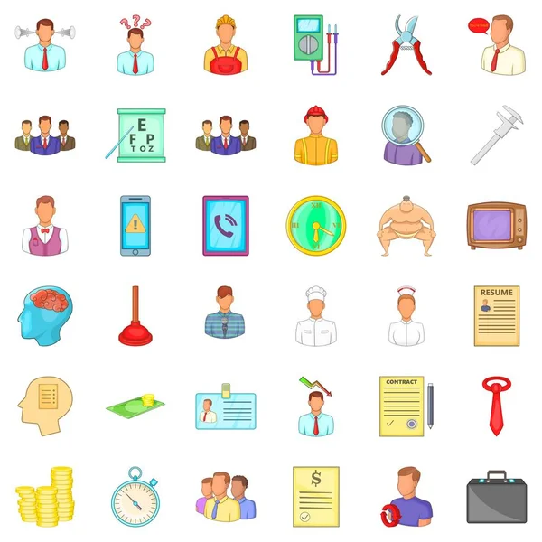Set d'icônes d'offre d'emploi, style dessin animé — Image vectorielle