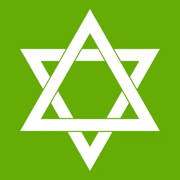 Зірка Давида Іконку Білим Ізольовані Зеленому Тлі Векторні Ілюстрації — стоковий вектор