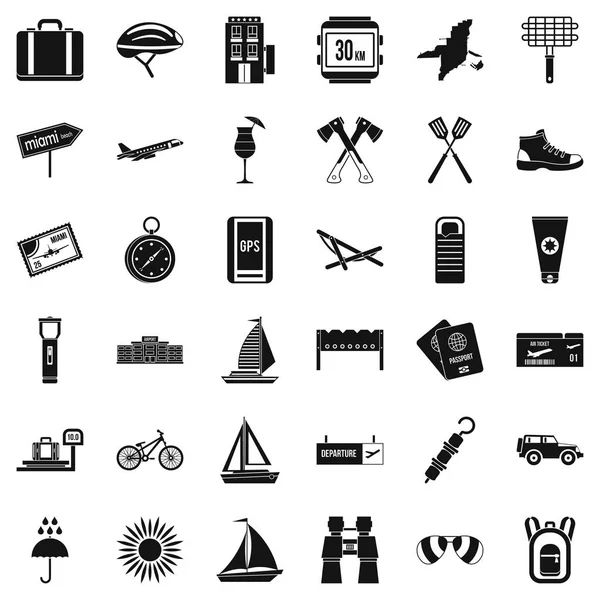 Navigation icons set, simple style — Stock Vector