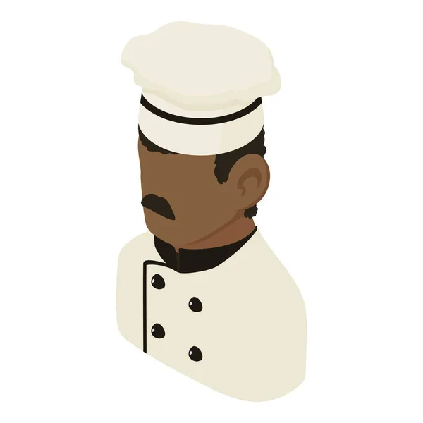 厨师男子非洲裔美国人图标, 等距3d 风格 — 图库矢量图片