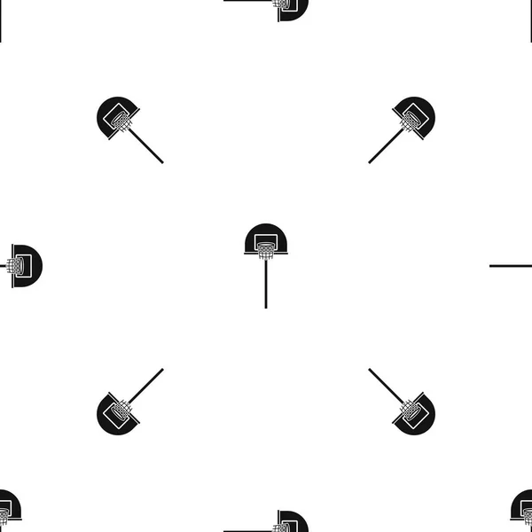 Pouliční basketbalový koš vzor černá bezešvé triko — Stockový vektor