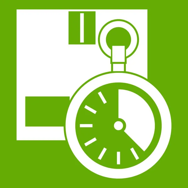 Kronometre simgesi yeşil karton kutu — Stok Vektör