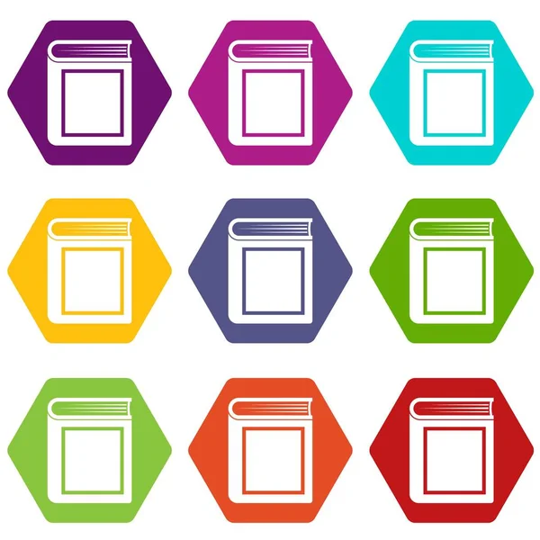 Libro grueso icono conjunto hexaedro de color — Vector de stock