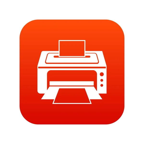 Icono de la impresora rojo digital — Vector de stock