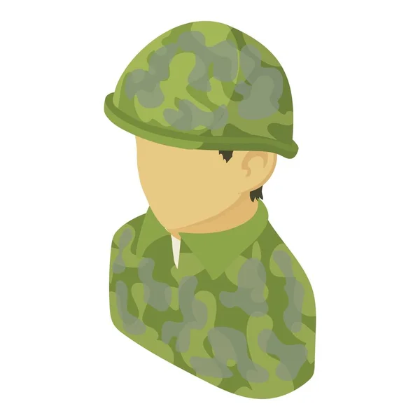 Militär Mann asiatische Ikone, isometrische 3D-Stil — Stockvektor