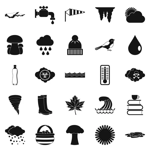 Conjunto de iconos de neblina, estilo simple — Vector de stock
