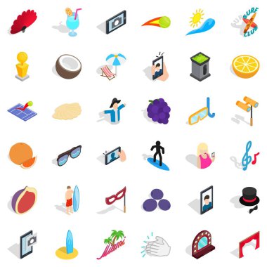 Tatil Icons set, izometrik stili