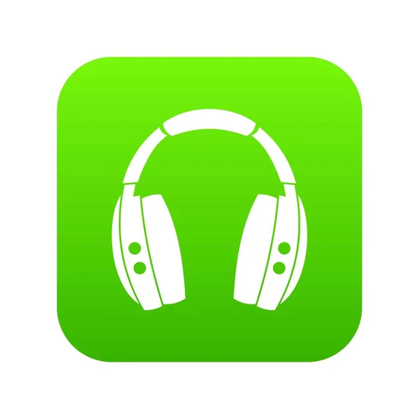 Auriculares icono digital verde — Vector de stock