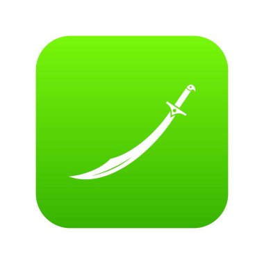 Kıvrık kılıç simgesi dijital yeşil