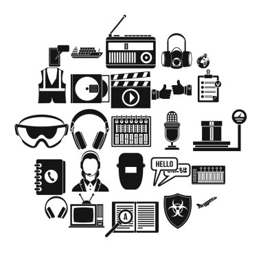 Yüksek sesle müzik Icons set, basit tarzı