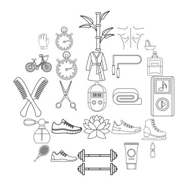 Sağlamlık Icons set, anahat stili